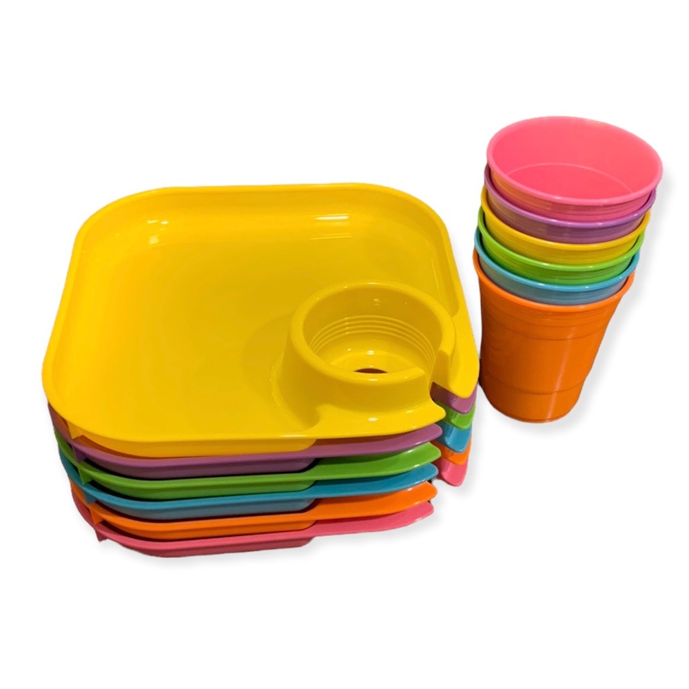 Divided Plates with Cup Holder